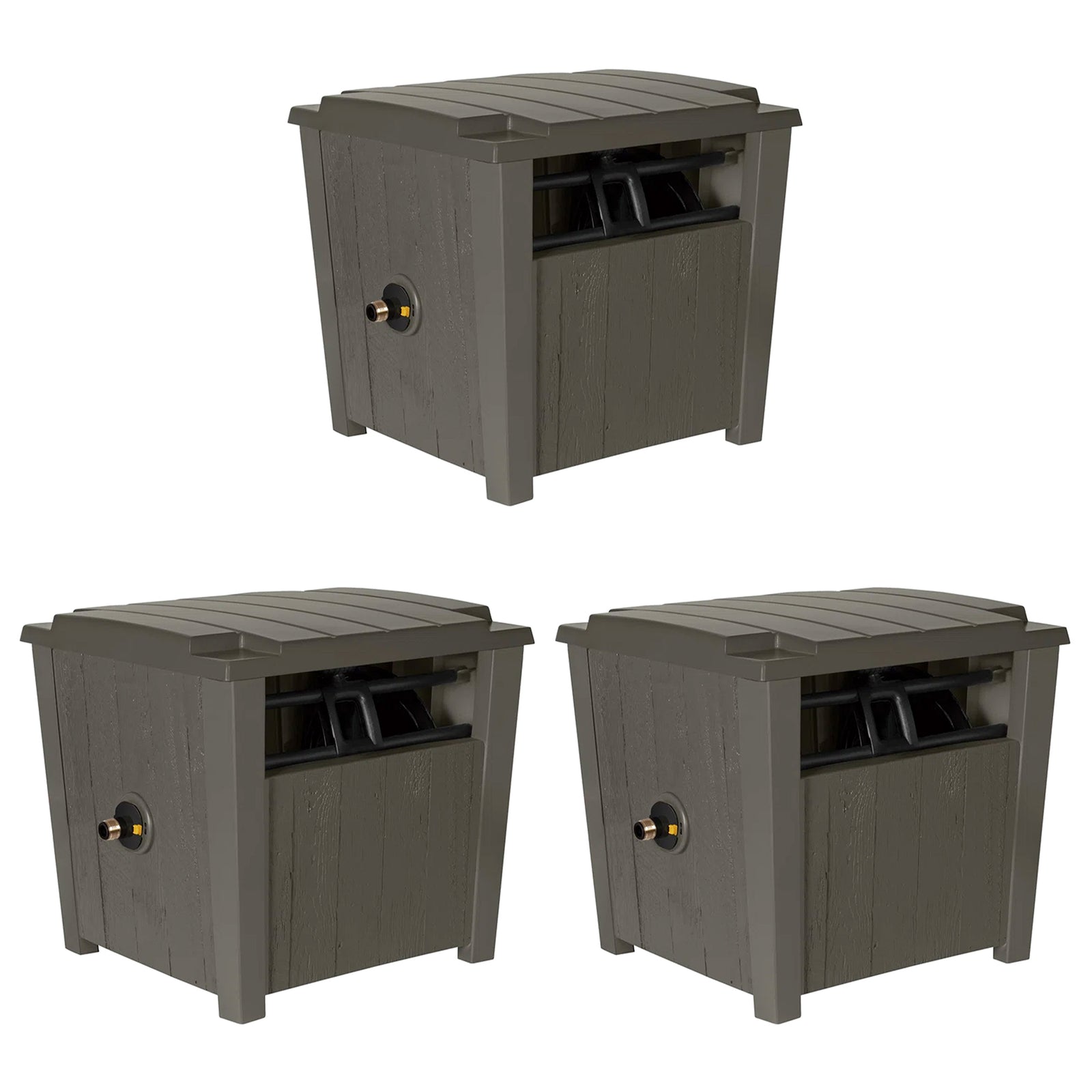 Suncast Farmington Hideaway Garden Hose Storage Pot Container, Stoney (3 Pack) - VMInnovations
