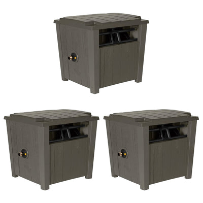 Suncast Farmington Hideaway Garden Hose Storage Pot Container, Stoney (3 Pack) - VMInnovations