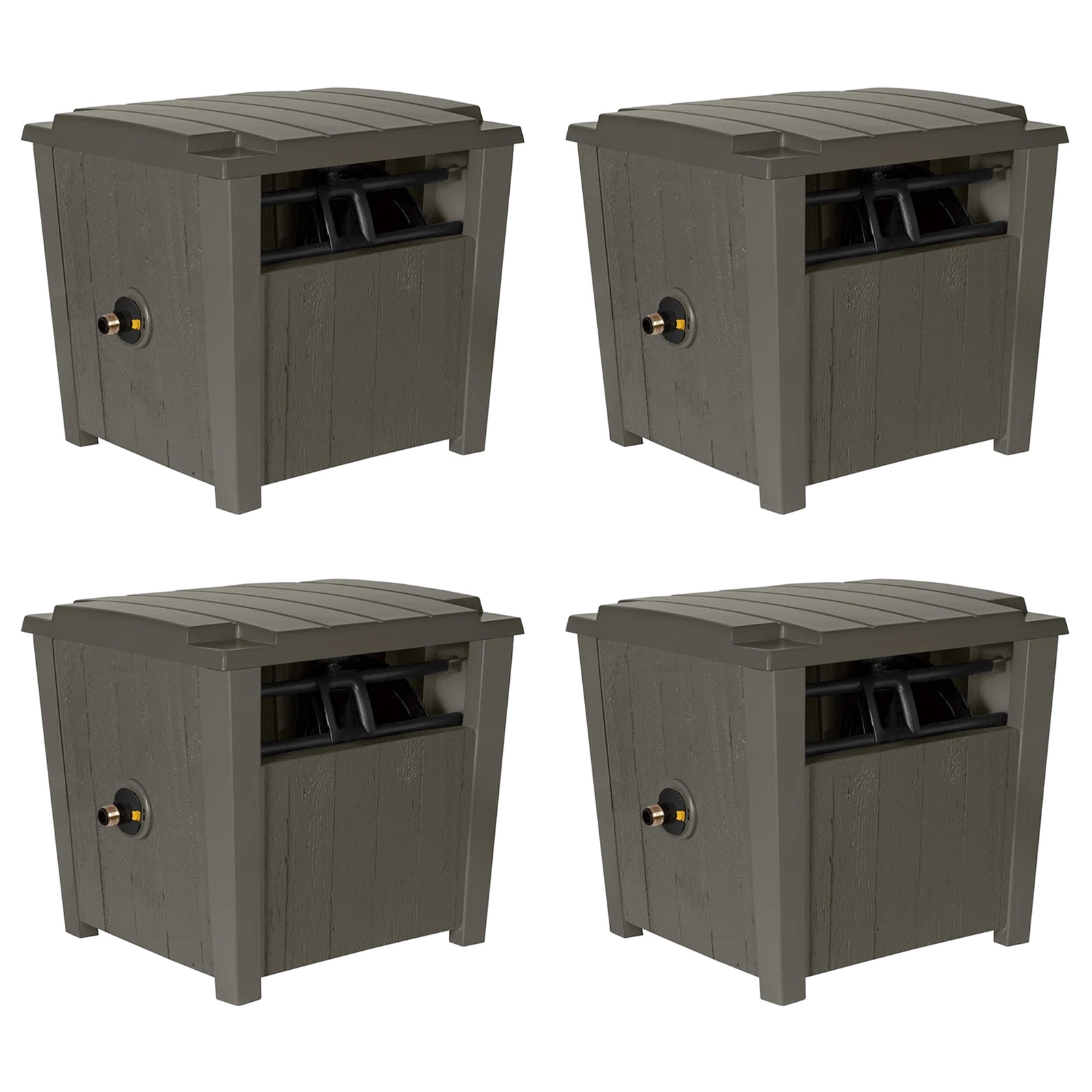 Suncast Farmington Hideaway Garden Hose Storage Pot Container, Stoney (4 Pack) - VMInnovations