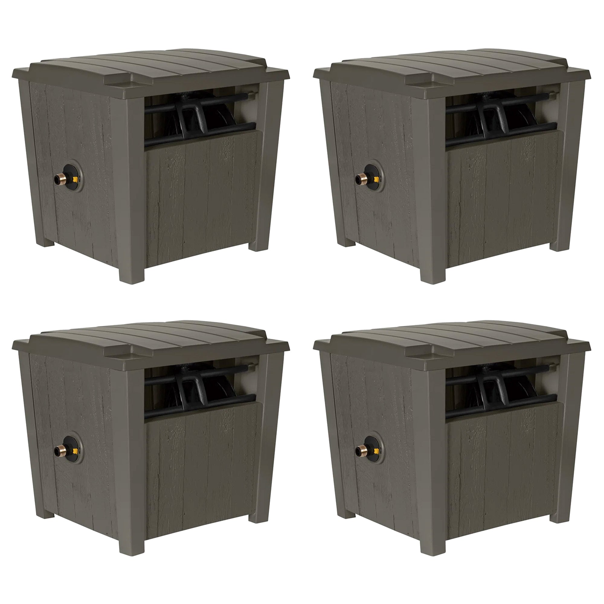 Suncast Farmington Hideaway Garden Hose Storage Pot Container, Stoney (4 Pack) - VMInnovations