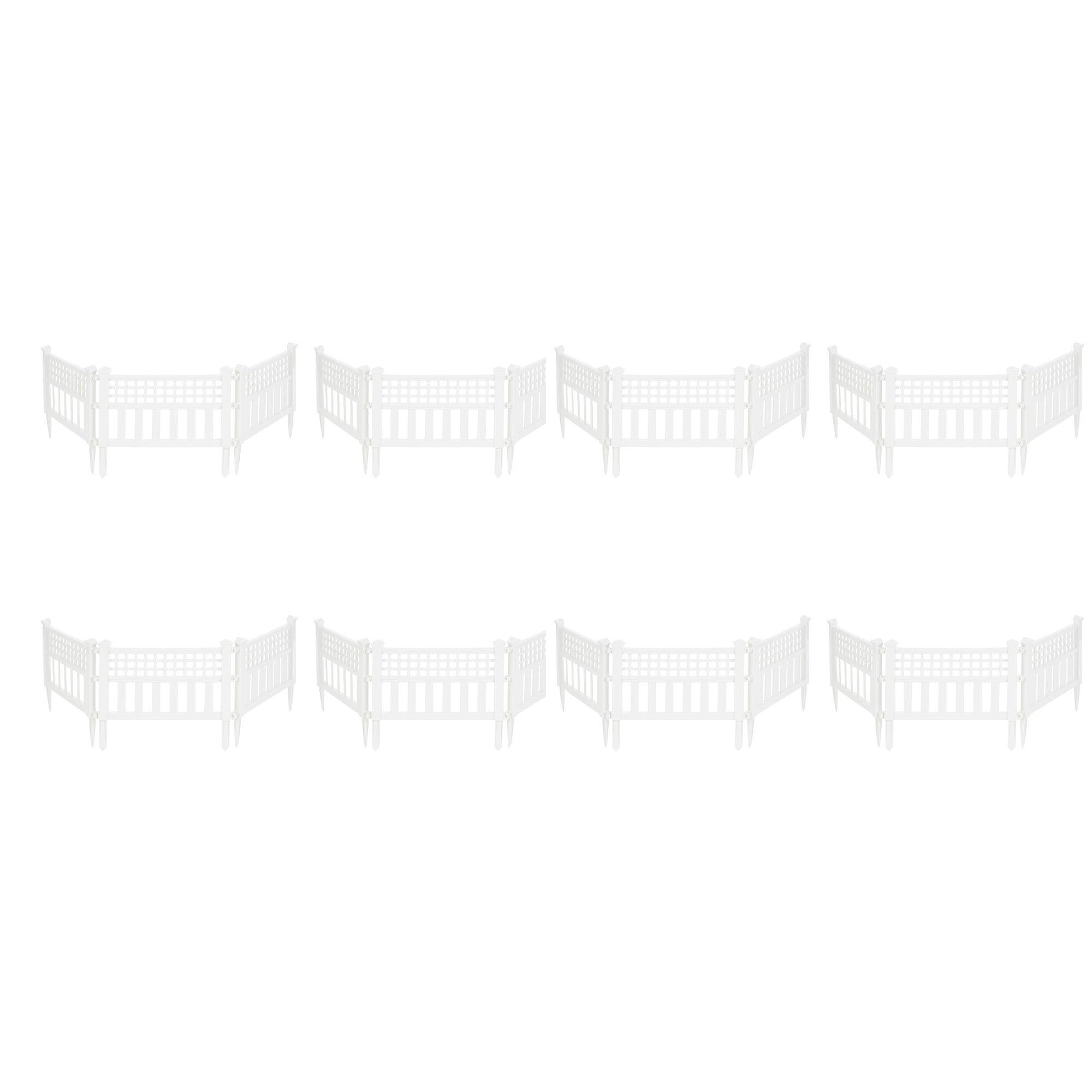 Suncast Grand View 14.5 x 24 Inch Yard Garden Border Fence Panel, White (8 Pack) - VMInnovations