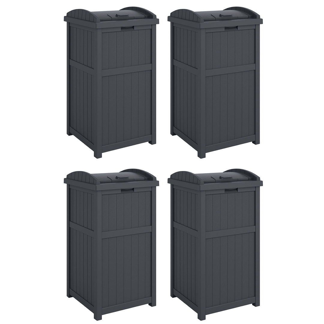 Suncast 30 Gallon Hideaway Trash Waste Bins for Outdoor, Cyberspace (4 Pack)