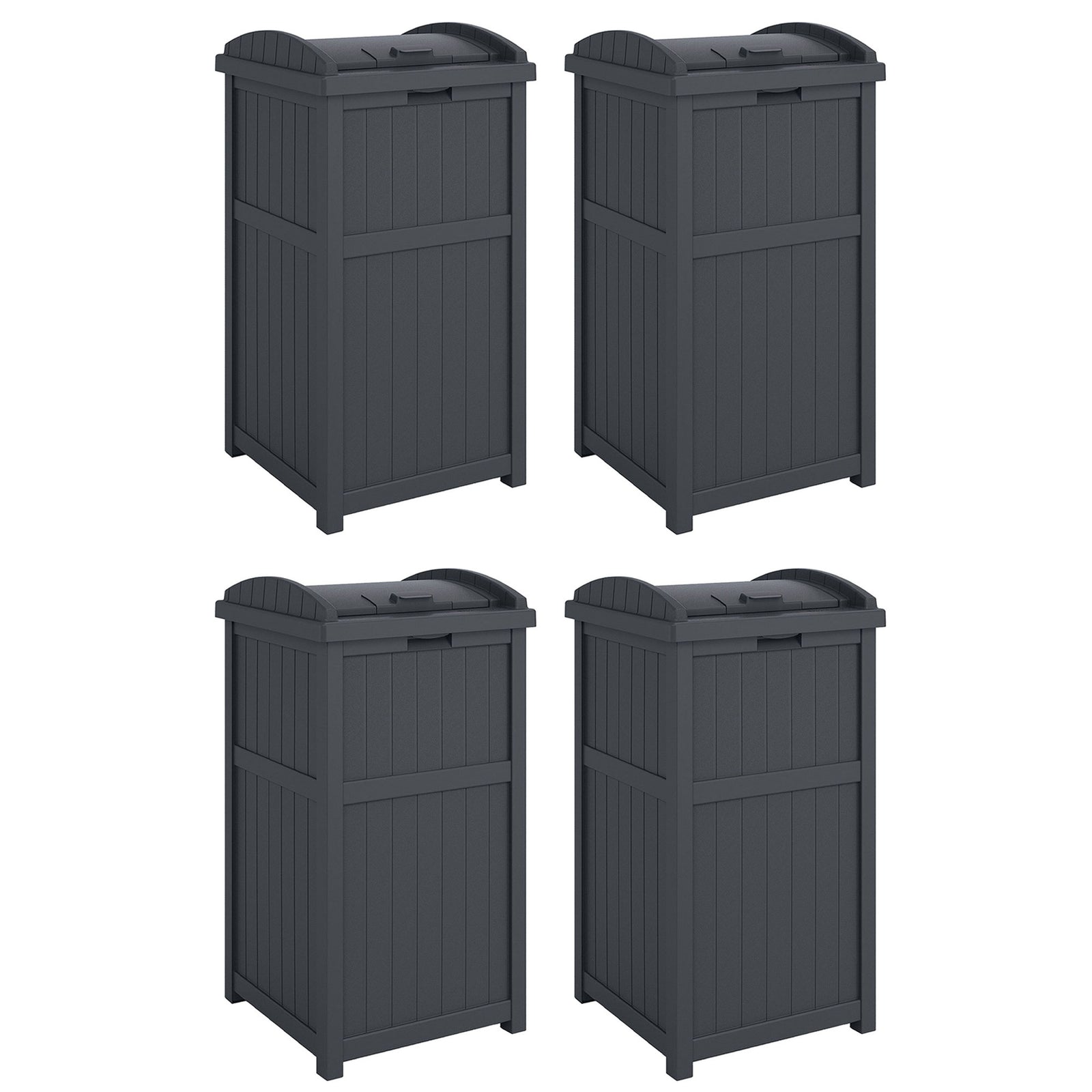 Suncast 30 Gallon Hideaway Trash Waste Bins for Outdoor, Cyberspace (4 Pack) - VMInnovations