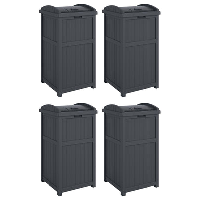 Suncast 30 Gallon Hideaway Trash Waste Bins for Outdoor, Cyberspace (4 Pack) - VMInnovations