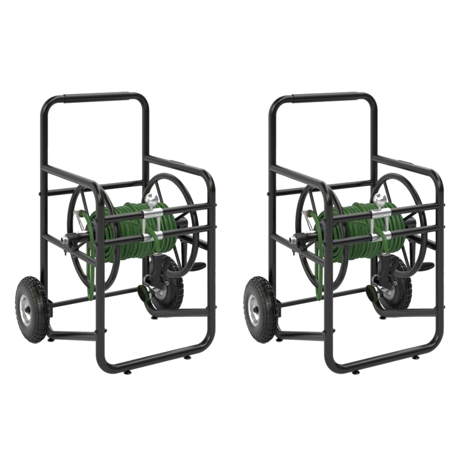 Suncast Professional Portable 200' Garden Hose Reel Wheeled Cart, Black (2 Pack) - VMInnovations