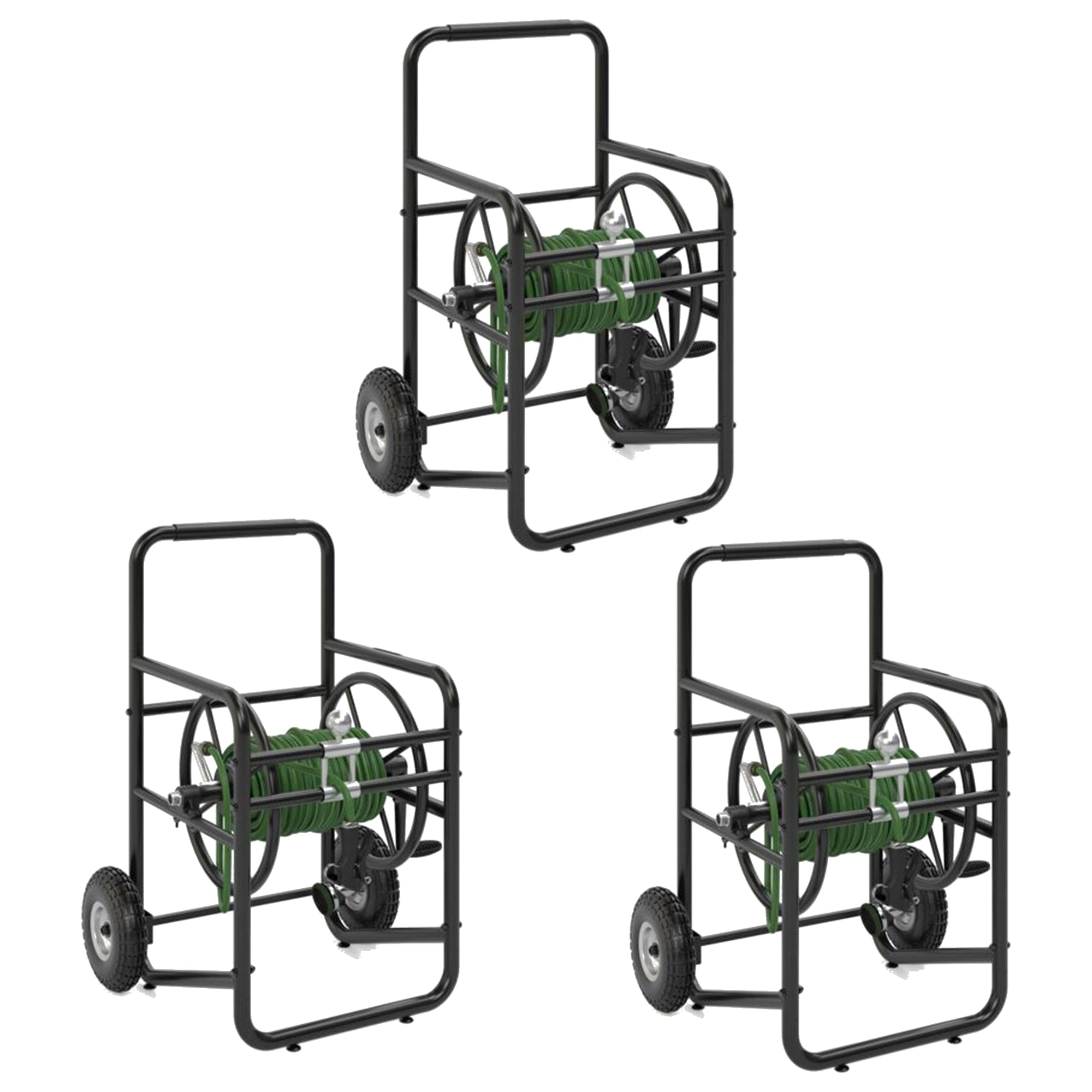Suncast Professional Portable 200' Garden Hose Reel Wheeled Cart, Black (3 Pack)