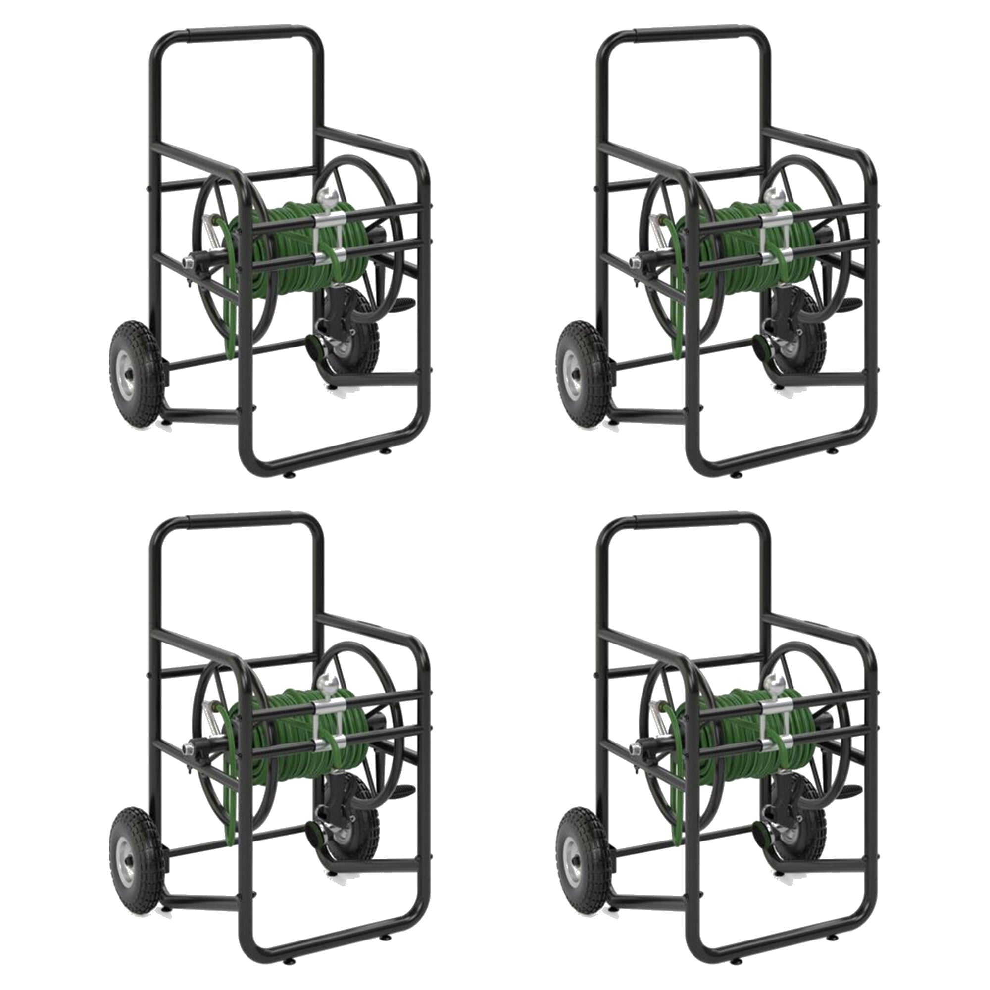 Suncast Professional Portable 200' Garden Hose Reel Wheeled Cart, Black (4 Pack)