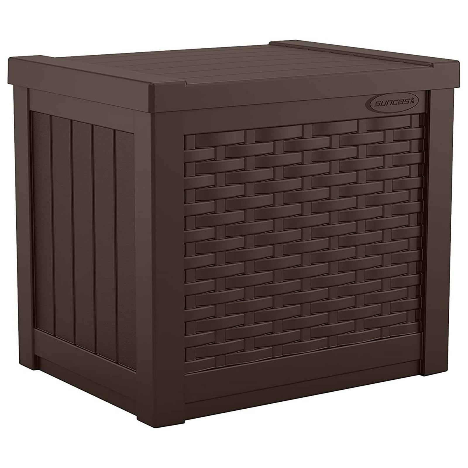 Suncast 22 Gallon Outdoor Patio Small Deck Box with Storage Seat, Java (3 Pack) - VMInnovations