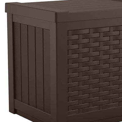 Suncast 22 Gallon Outdoor Patio Small Deck Box with Storage Seat, Java (3 Pack) - VMInnovations