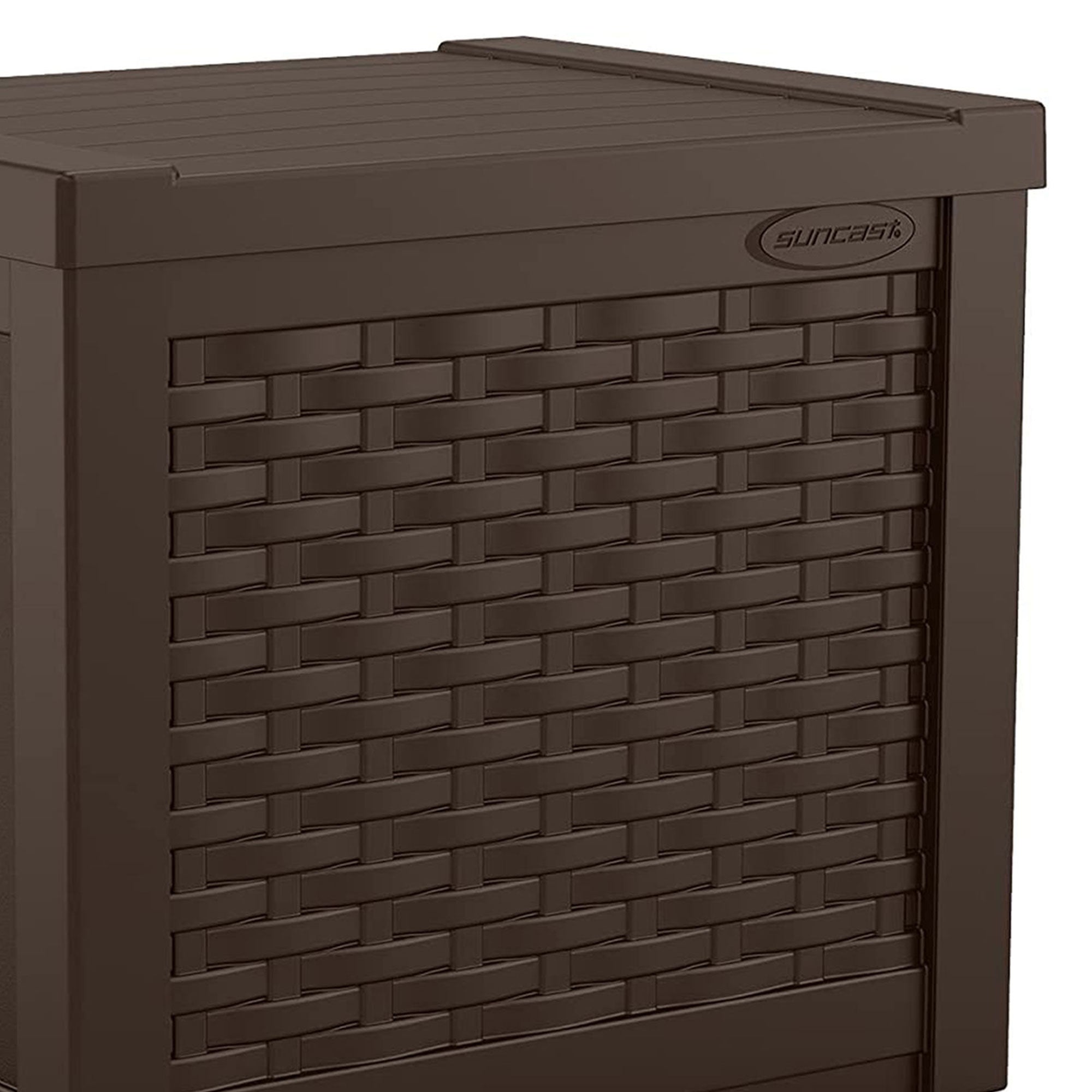 Suncast 22 Gallon Outdoor Patio Small Deck Box with Storage Seat, Java (3 Pack) - VMInnovations