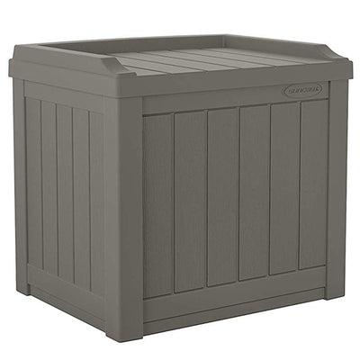Suncast 22 gal Outdoor Patio Small Deck Chest Box w/Storage Seat, Stone (3 Pack) - VMInnovations