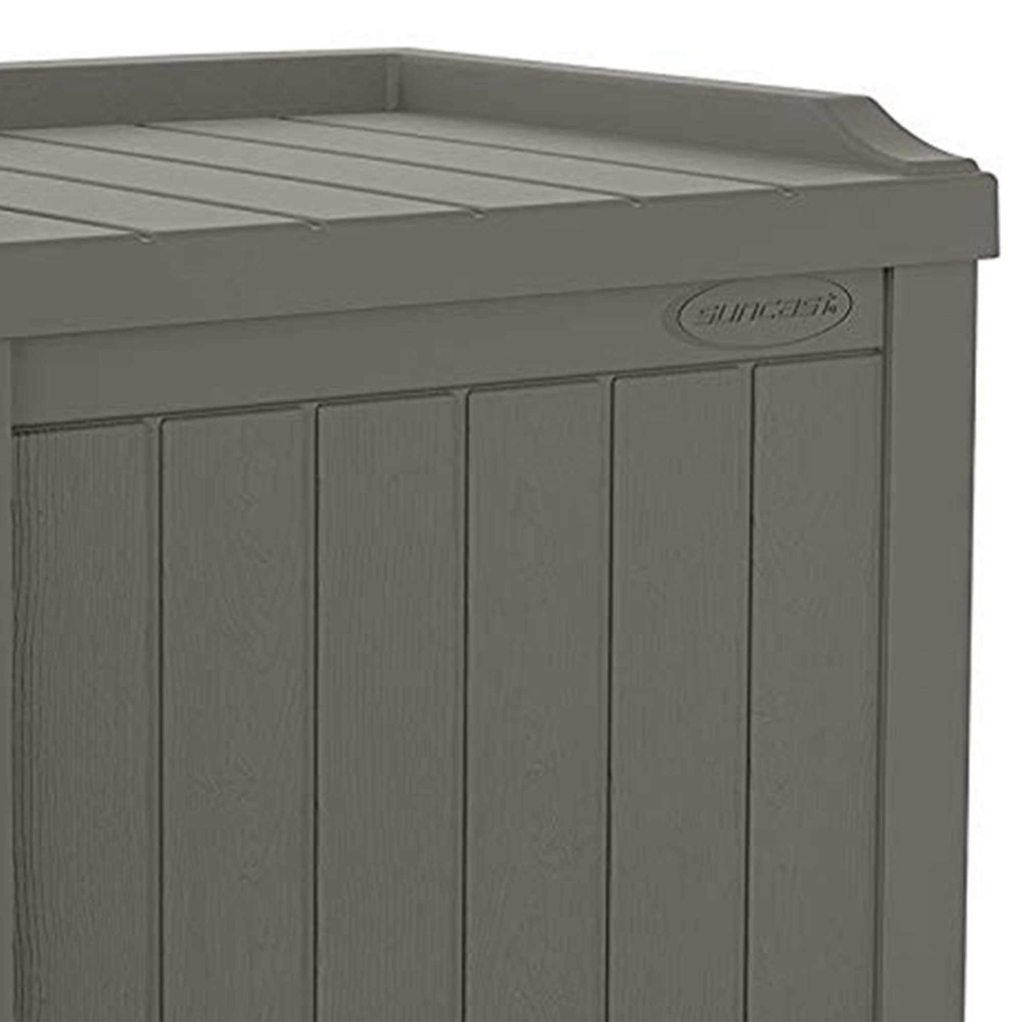 Suncast 22 gal Outdoor Patio Small Deck Chest Box w/Storage Seat, Stone (3 Pack) - VMInnovations