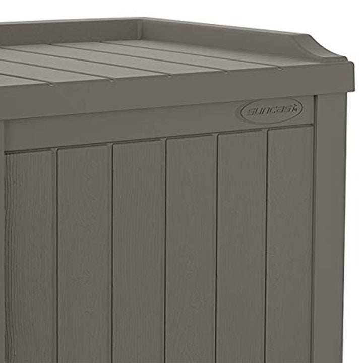 Suncast 22 gal Outdoor Patio Small Deck Chest Box w/Storage Seat, Stone (3 Pack)