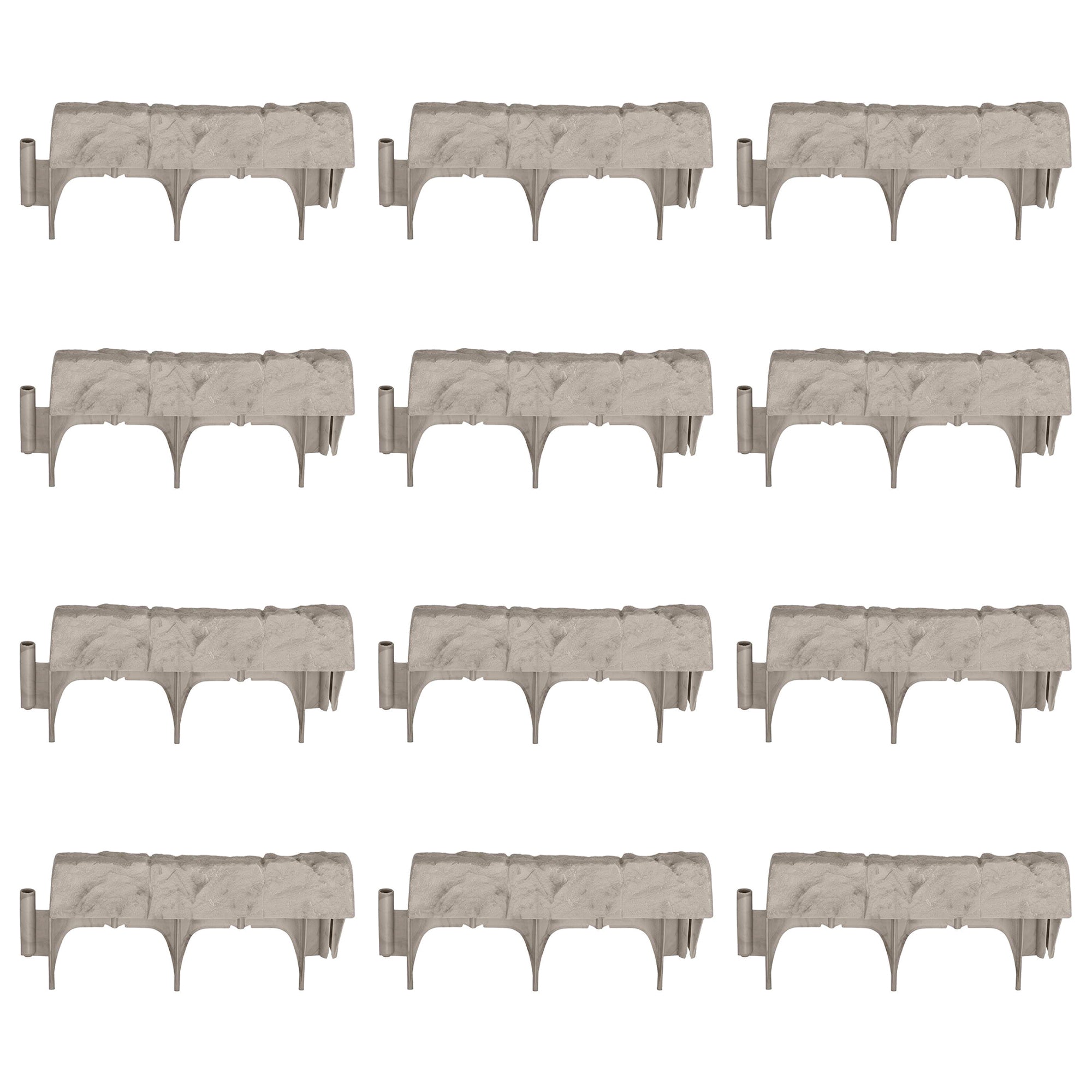 Suncast 12 Inch Landscape Design Decorative Natural Stone Edging, Gray (12 Pack) - VMInnovations