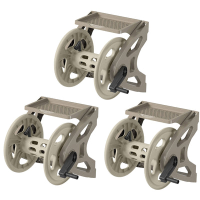 Suncast Handler 200 Foot Plastic Wall Mounted Outdoor Garden Hose Reel (3 Pack) - VMInnovations