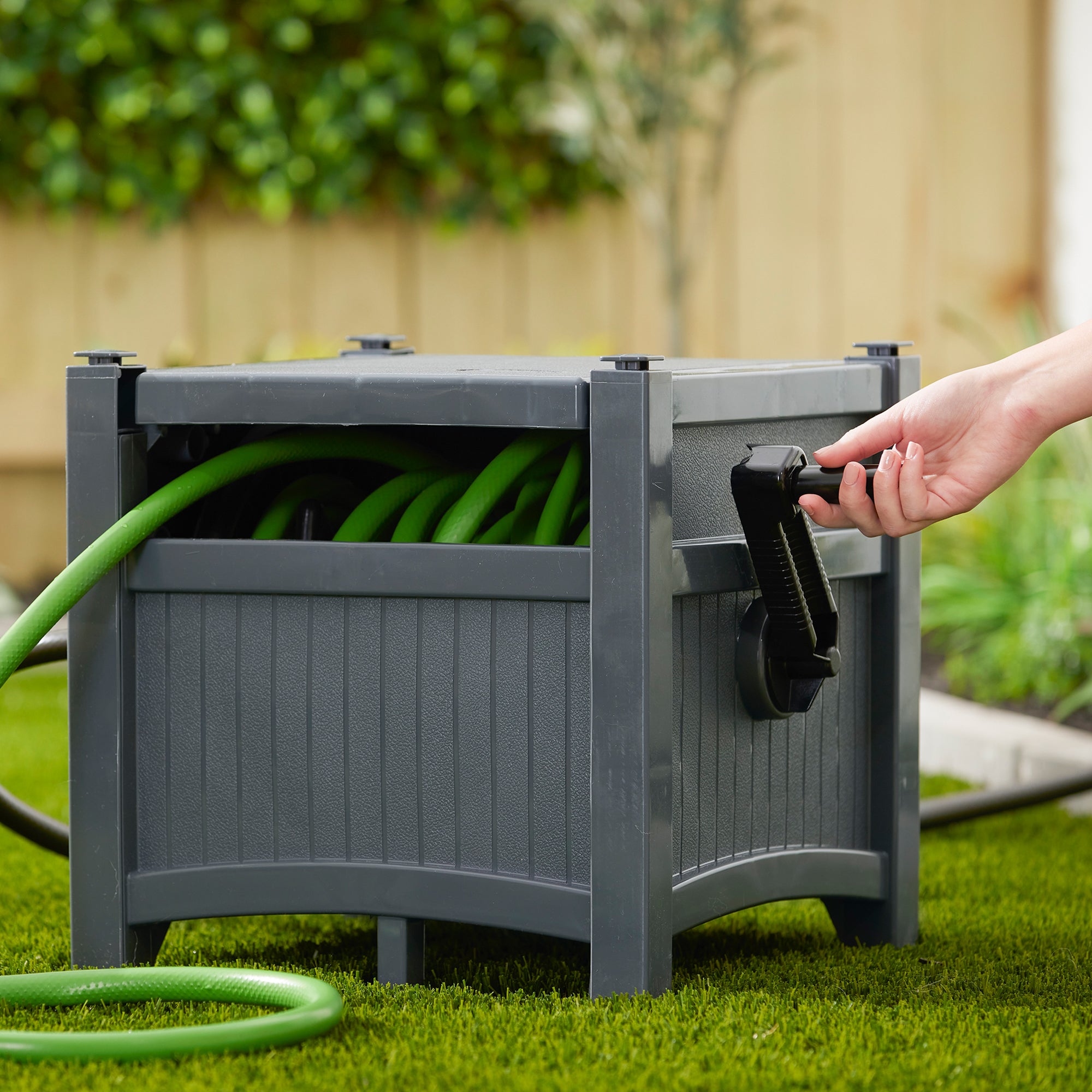 Suncast Hideaway 100 Ft Garden Hose Reel for 5/8 Inch Hoses, Cyberspace (4 Pack) - VMInnovations