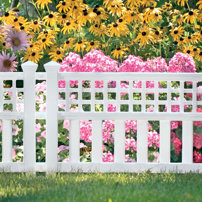 Suncast Grand View 14.5 x 24 Inch Yard Garden Border Fence Panel, White (2 Pack) - VMInnovations