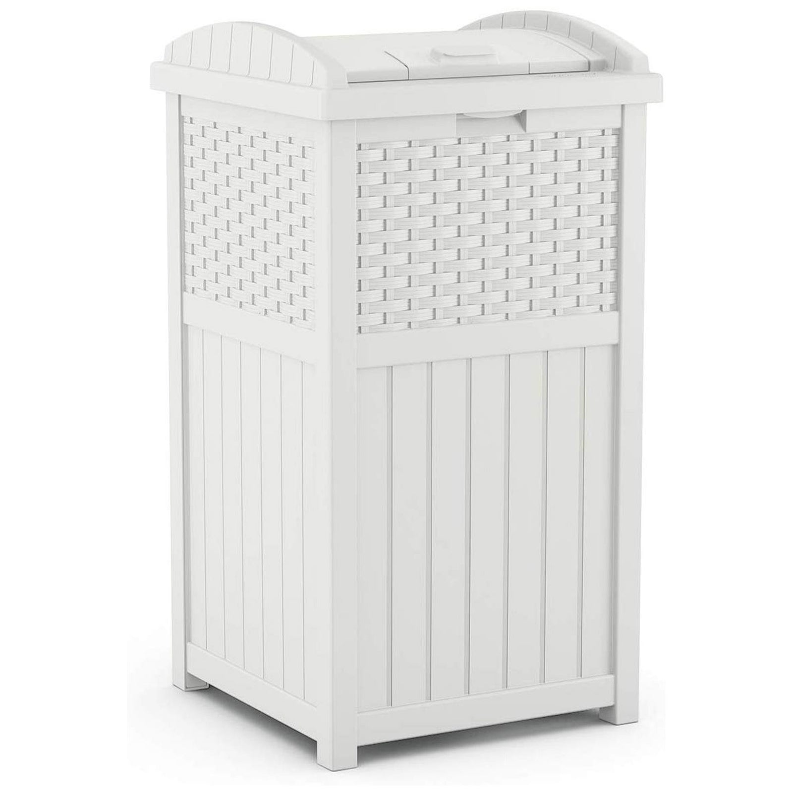 Suncast Trash Can Hideaway Outdoor 33 Gallon Garbage Waste Bin, White (3 Pack) - VMInnovations