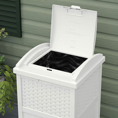 Suncast Trash Can Hideaway Outdoor 33 Gallon Garbage Waste Bin, White (3 Pack) - VMInnovations