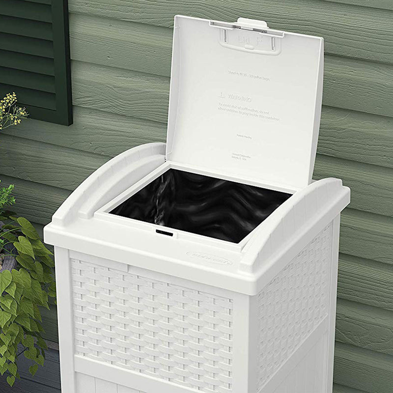 Suncast Trash Can Hideaway Outdoor 33 Gallon Garbage Waste Bin, White (3 Pack)