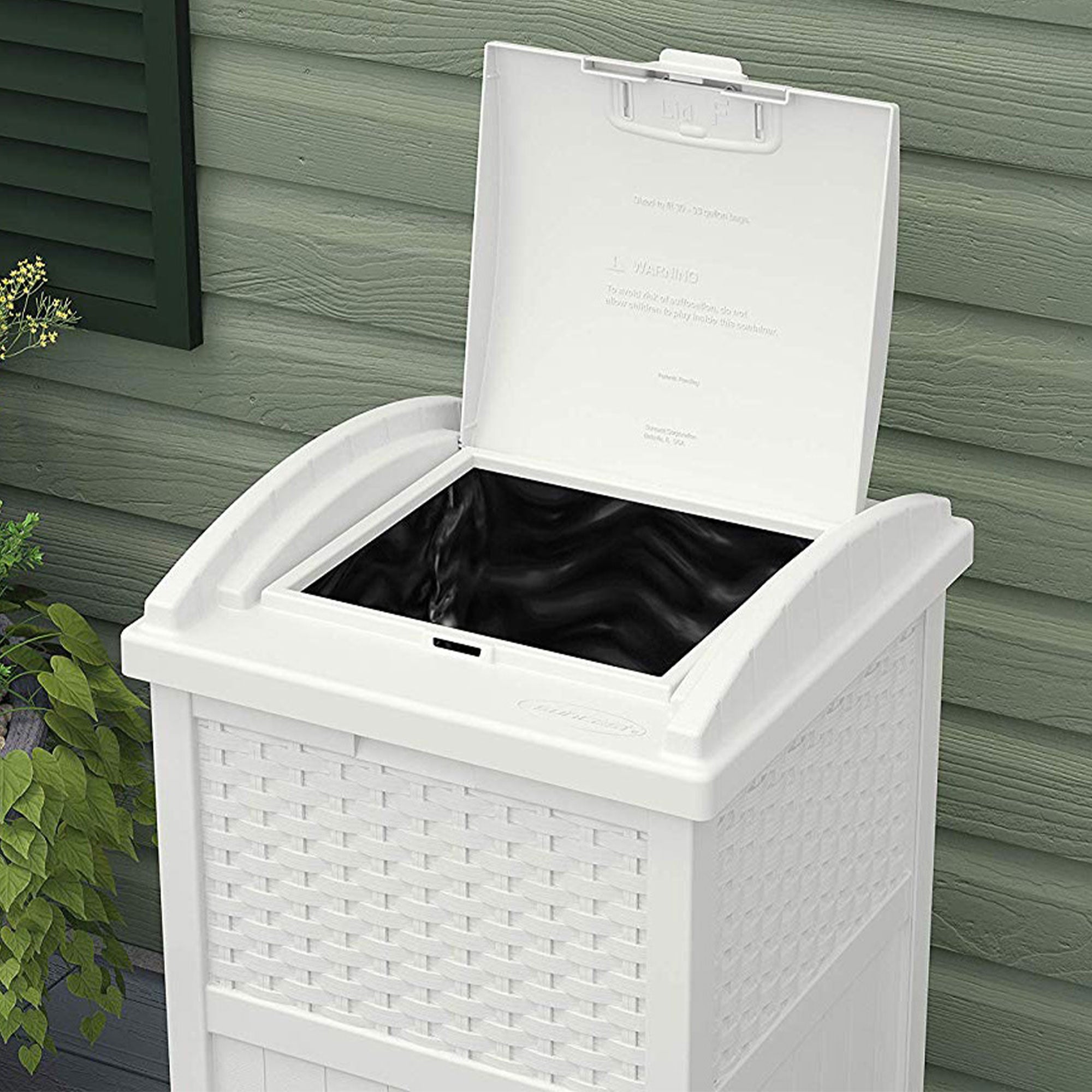 Suncast Trash Can Hideaway Outdoor 33 Gallon Garbage Waste Bin, White (4 Pack) - VMInnovations