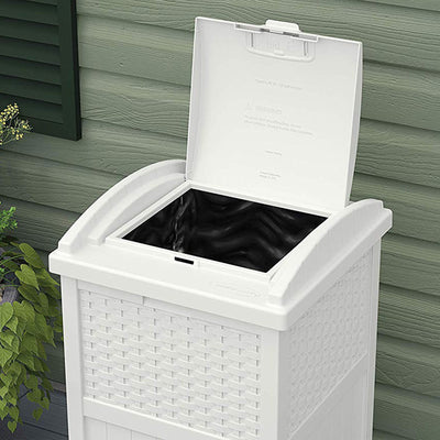 Suncast Trash Can Hideaway Outdoor 33 Gallon Garbage Waste Bin, White (4 Pack)