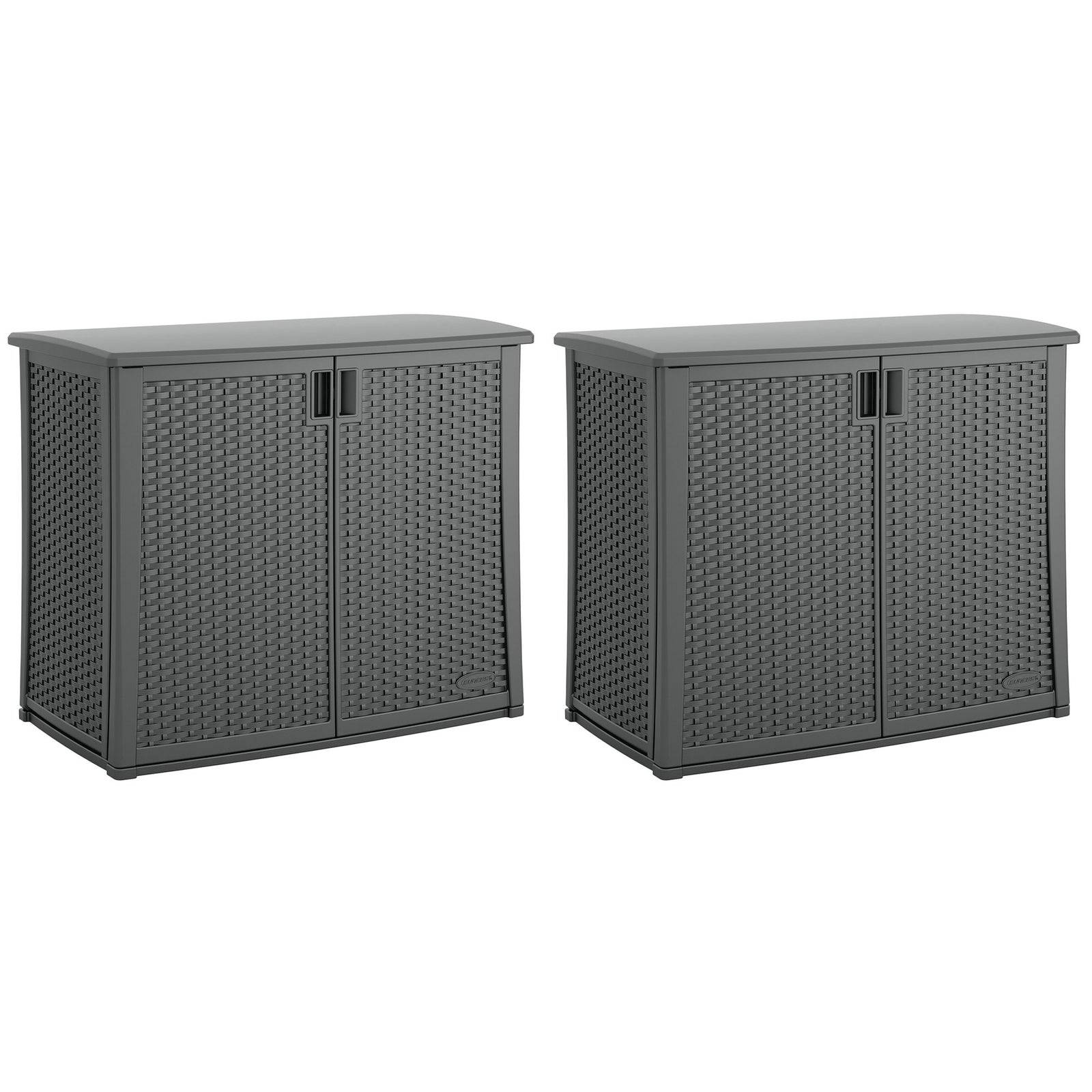 Suncast Lockable Outdoor Cabinet Deck Storage Box w/ Adjustable Shelf (2 Pack) - VMInnovations