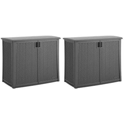 Suncast Lockable Outdoor Cabinet Deck Storage Box w/ Adjustable Shelf (2 Pack) - VMInnovations