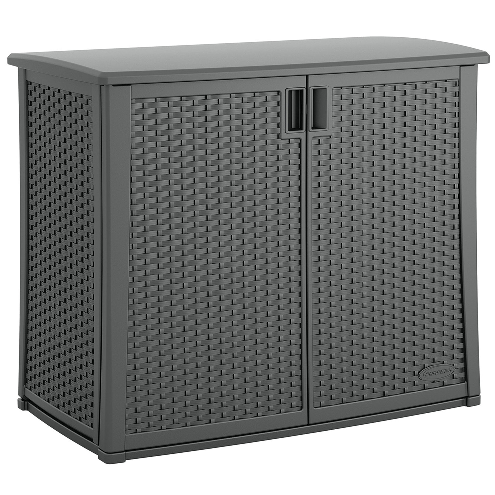 Suncast Lockable Outdoor Cabinet Deck Storage Box w/ Adjustable Shelf (2 Pack) - VMInnovations