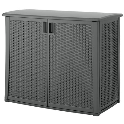 Suncast Lockable Outdoor Cabinet Deck Storage Box w/ Adjustable Shelf (2 Pack) - VMInnovations