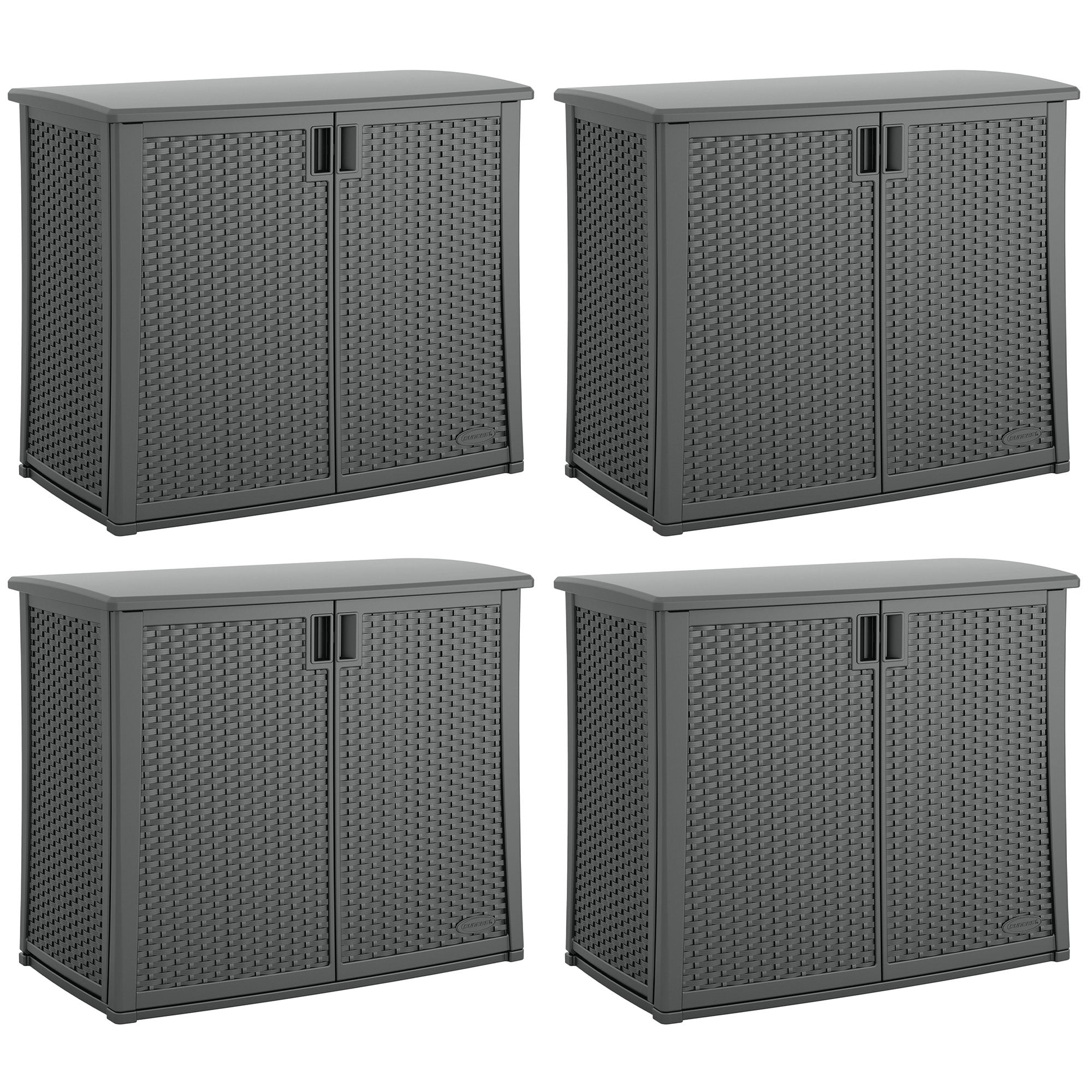 Suncast Lockable Outdoor Cabinet Deck Storage Box w/ Adjustable Shelf (4 Pack)
