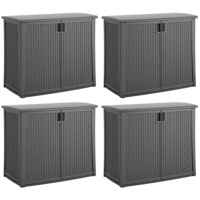 Suncast Lockable Outdoor Cabinet Deck Storage Box w/ Adjustable Shelf (4 Pack)