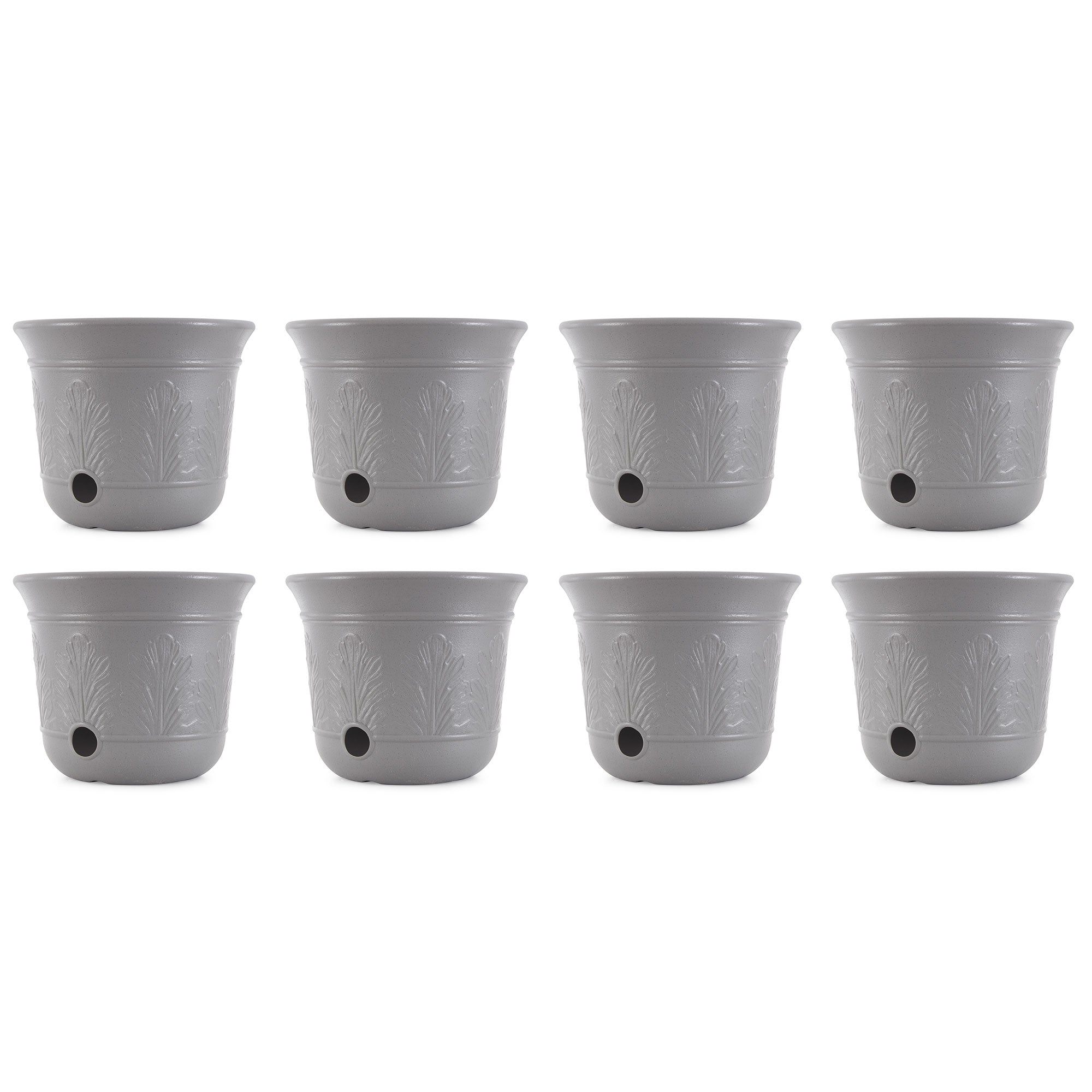 Suncast 300 Foot Heavy Duty 5 Gallon Decorative Garden Hose Pot, Gray (8 Pack)