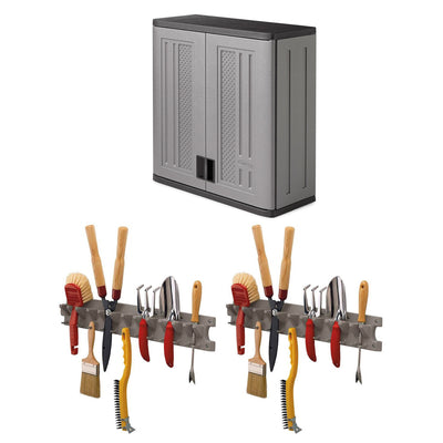 Suncast Single Shelf Wall Cabinet w/Wall Mounted Hand Tool Organizer (2 Pack) - VMInnovations