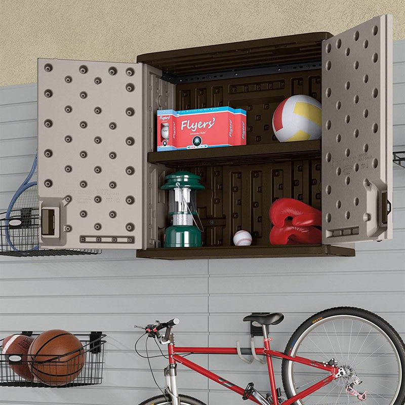 Suncast Single Shelf Wall Cabinet w/Wall Mounted Hand Tool Organizer (2 Pack)