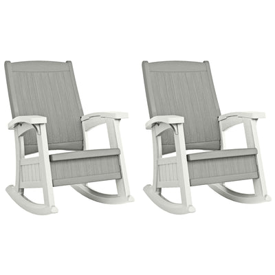 Suncast Outdoor Portable Patio Rocking Chair w/ Seat Storage, Dove Gray (2 Pack) - VMInnovations