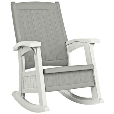 Suncast Outdoor Portable Patio Rocking Chair w/ Seat Storage, Dove Gray (3 Pack)