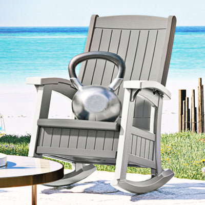 Suncast Outdoor Portable Patio Rocking Chair w/ Seat Storage, Dove Gray (3 Pack) - VMInnovations
