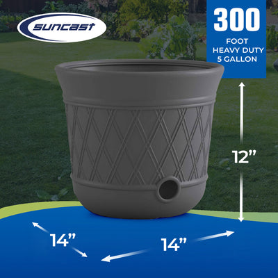 Suncast 14 x 12 Inch Decorative Hideaway Garden Hose Storage Pot, Gray (2 Pack)