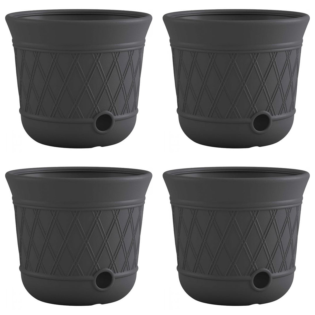 Suncast 14'' x 12" Decorative Hideaway Garden Hose Storage Pot, Gray (4 Pack)