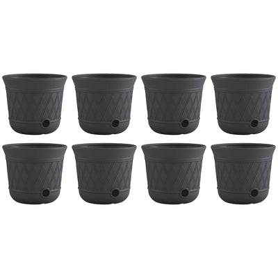 Suncast 14'' x 12" Decorative Hideaway Garden Hose Storage Pot, Gray (8 Pack) - VMInnovations