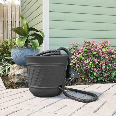 Suncast 14'' x 12" Decorative Hideaway Garden Hose Storage Pot, Gray (8 Pack) - VMInnovations