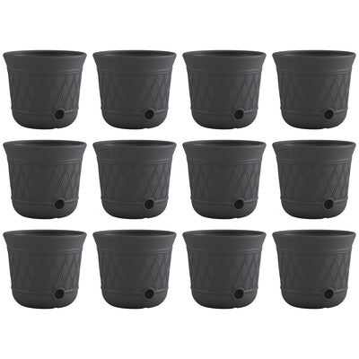 Suncast 14'' x 12" Decorative Hideaway Garden Hose Storage Pot, Gray (12 Pack)