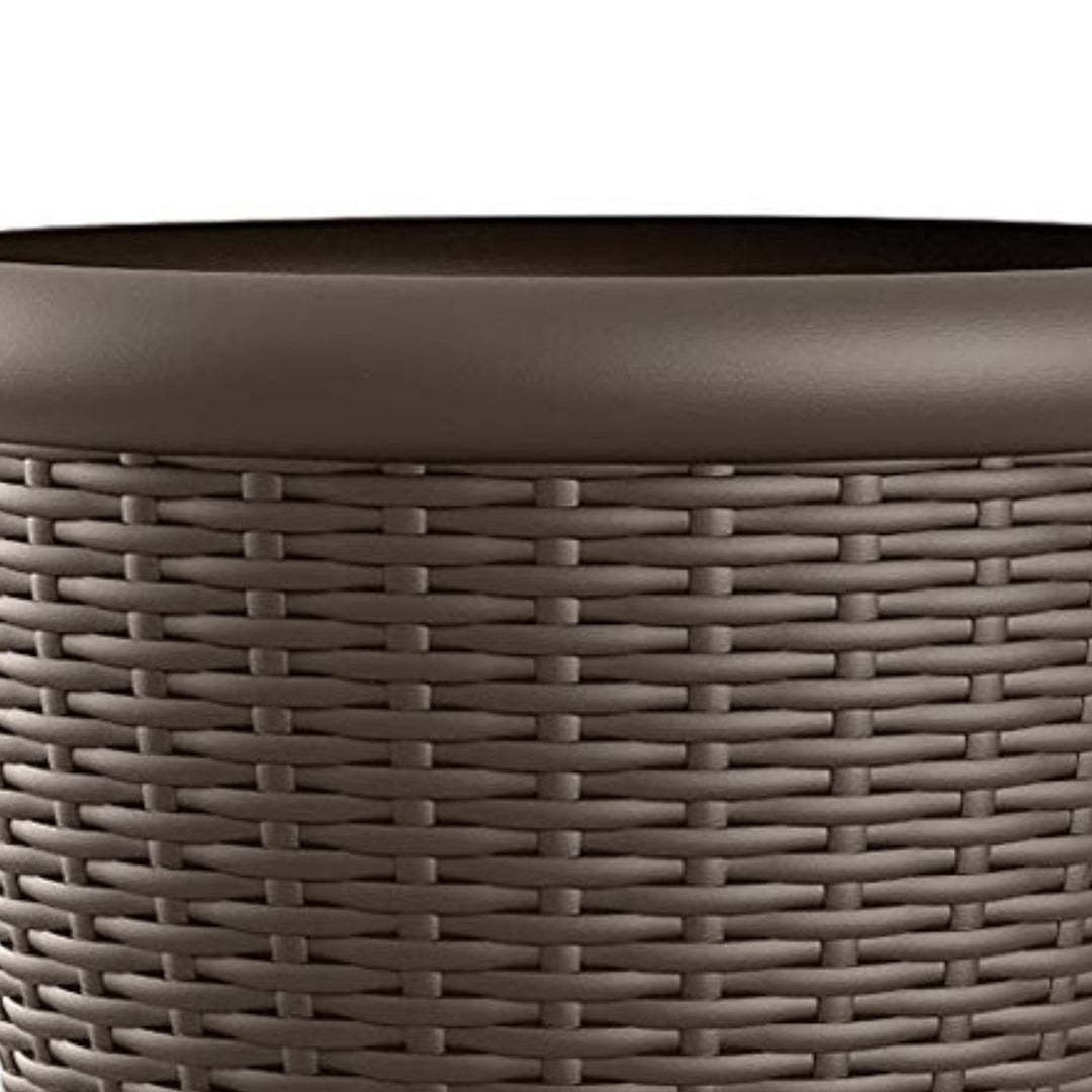 Suncast Willow 18" Diameter Decorative Wicker Patio Planter Pot, Java (2 Pack)