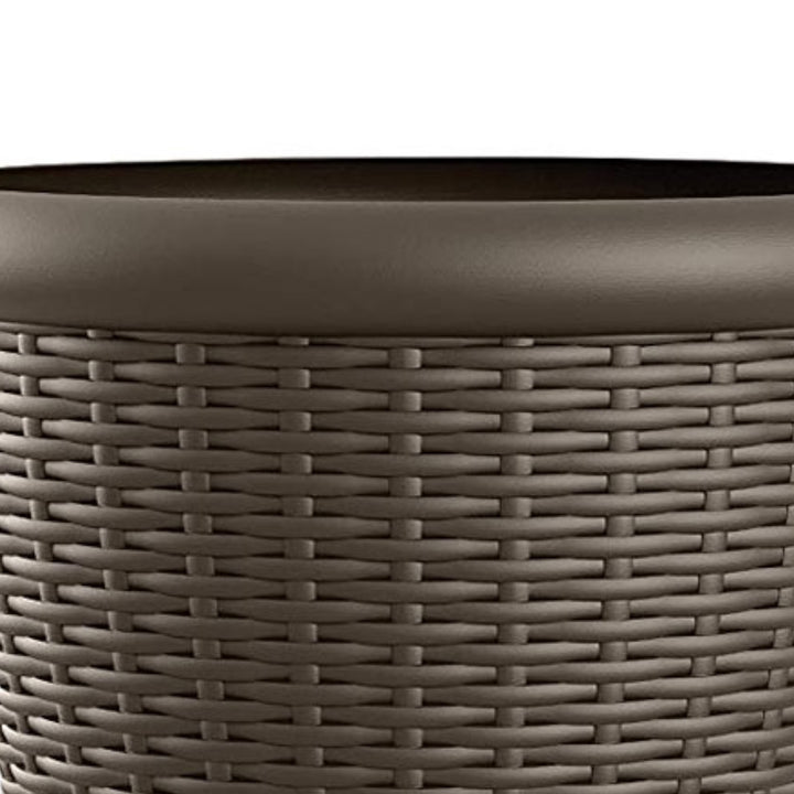 Suncast Willow 18" Diameter Decorative Wicker Patio Planter Pot, Java (2 Pack)