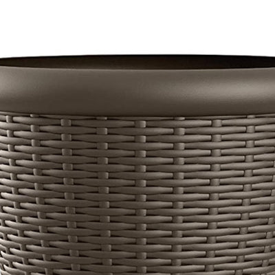 Suncast Willow 18" Diameter Decorative Wicker Patio Planter Pot, Java (4 Pack) - VMInnovations