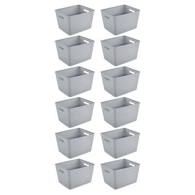 Sterilite 14"Lx8"H Woven Rectangular Tall Basket for Home Organization (12 Pack)