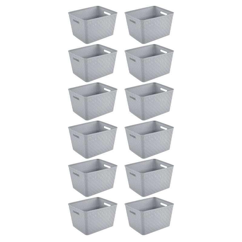 Sterilite 14"Lx8"H Woven Rectangular Tall Basket for Home Organization (12 Pack)