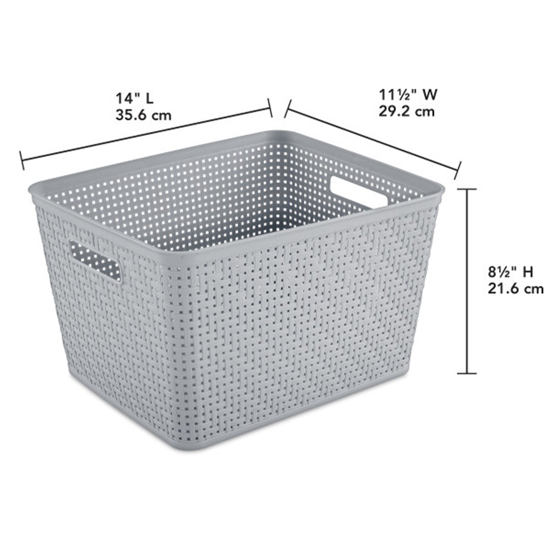 Sterilite 14"Lx8"H Woven Rectangular Tall Basket for Home Organization (12 Pack)