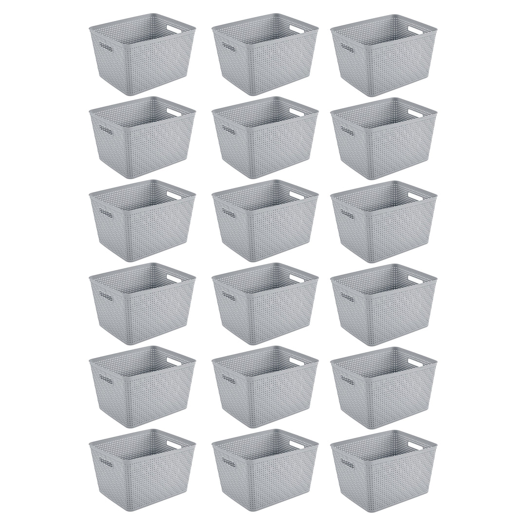 Sterilite 14"Lx8"H Woven Rectangular Tall Basket for Home Organization (18 Pack)